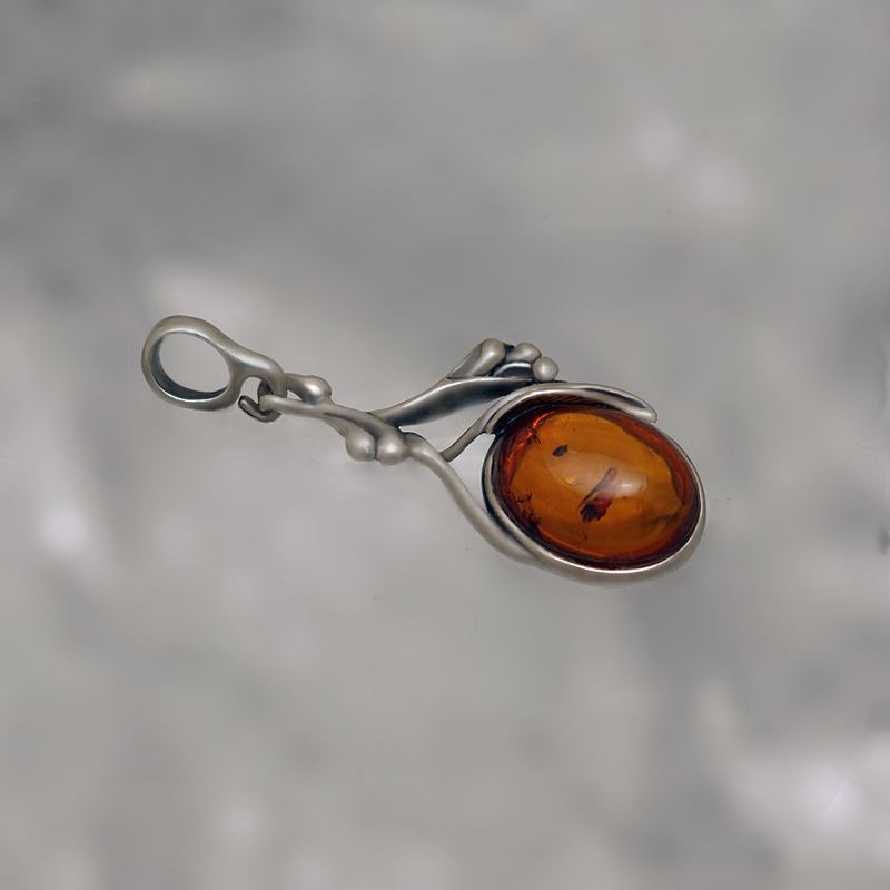 SILVER PENDANT WITH AMBER_GDSB-234