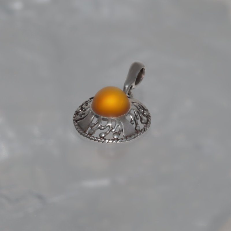 SILVER PENDANT WITH AMBER_GDSB-235