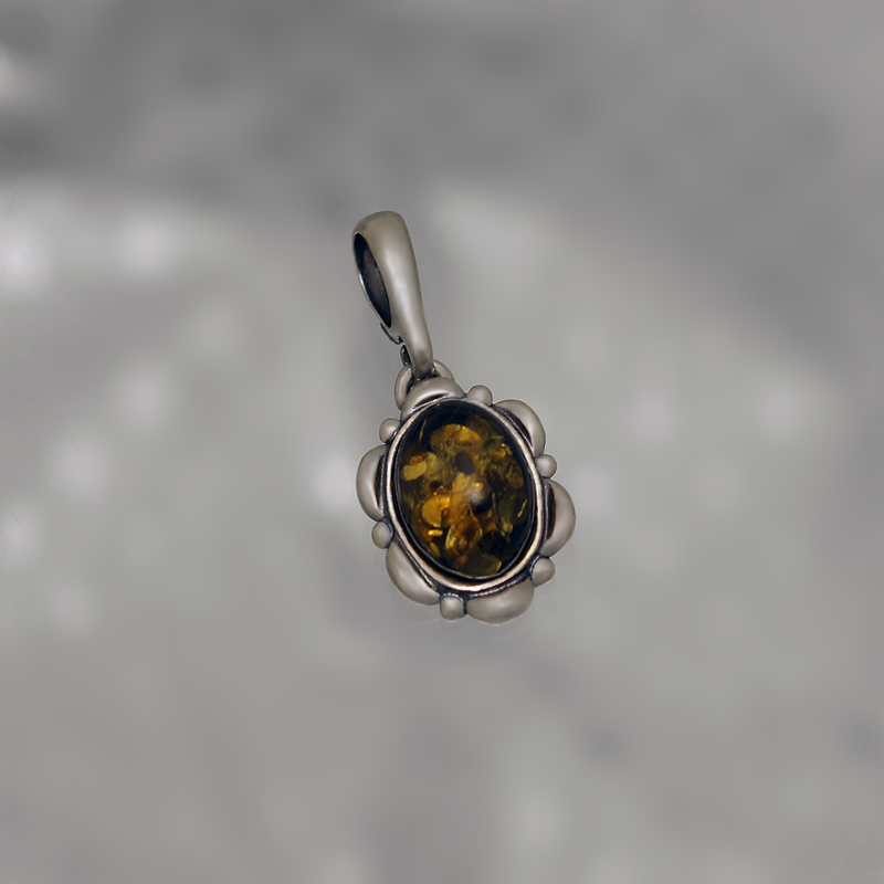 SILVER PENDANT WITH AMBER_GDSB-243