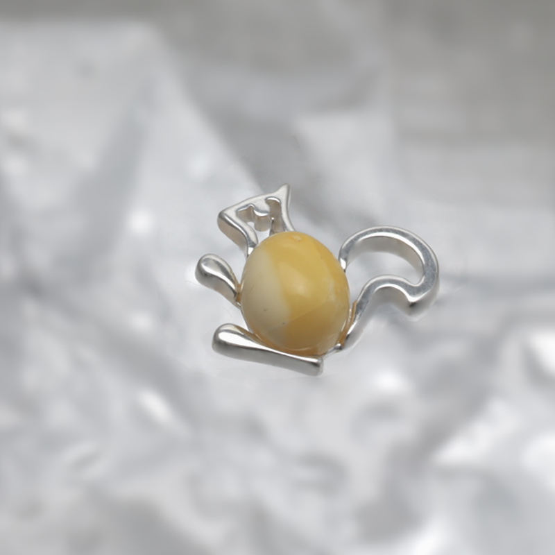 SILVER PENDANT WITH AMBER_GDSB-284