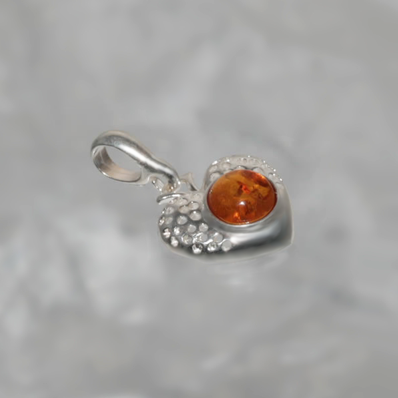 SILVER PENDANT WITH AMBER_GDSB-291