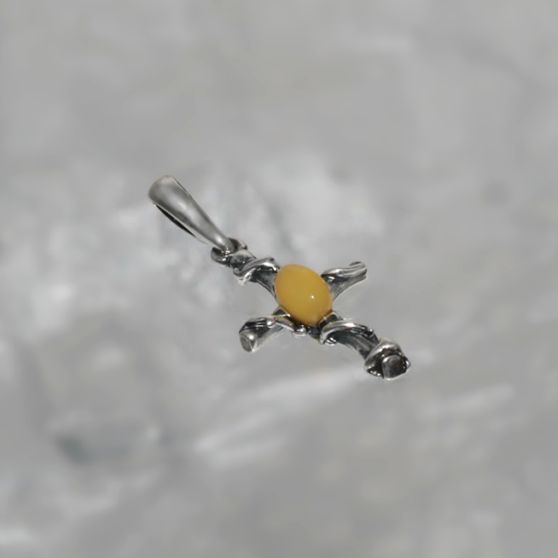 PENDENTIF EN ARGENT AVEC AMBER_GDSB-309