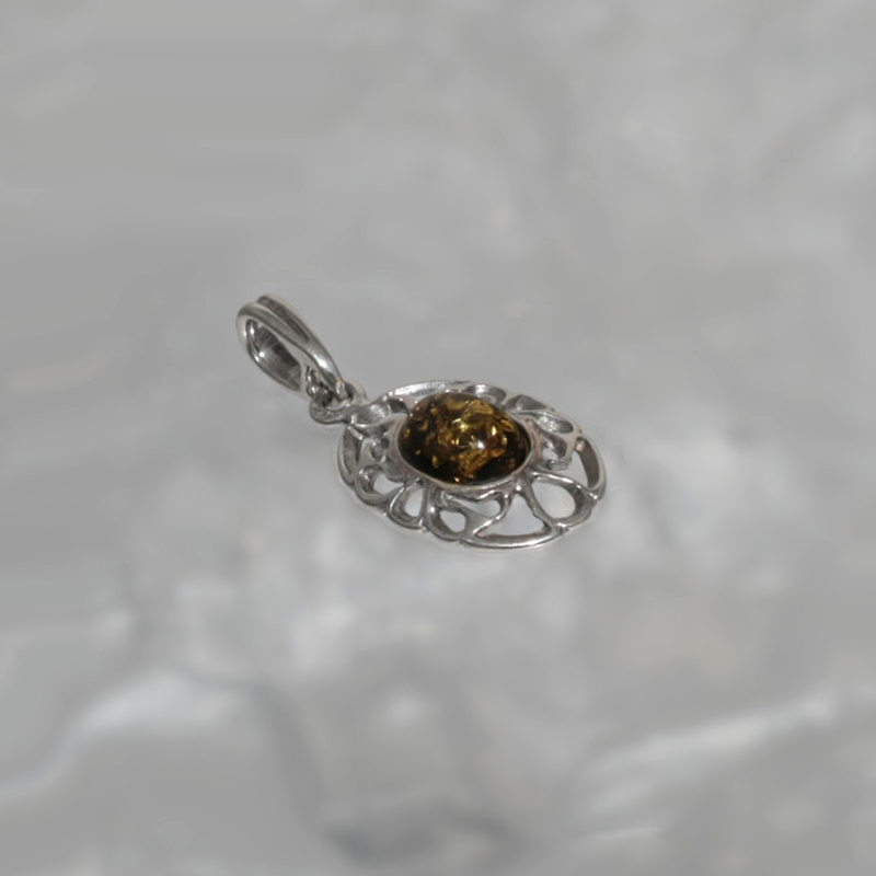 SILVER PENDANT WITH AMBER_KZSB-003