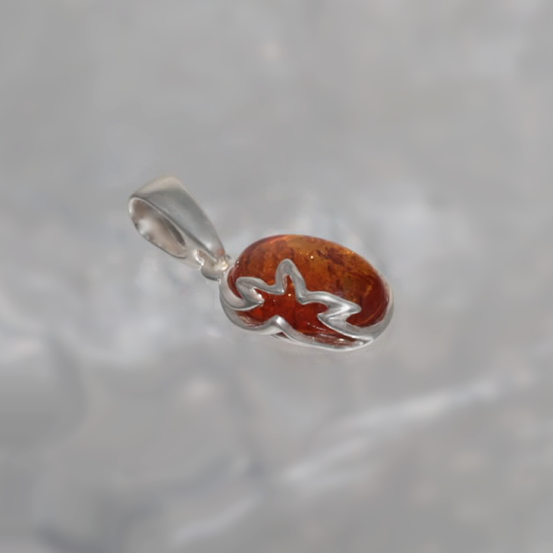 SILVER PENDANT WITH AMBER_KZSB-008