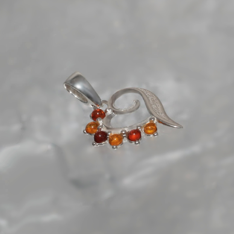 SILVER PENDANT WITH AMBER_KZSB-009