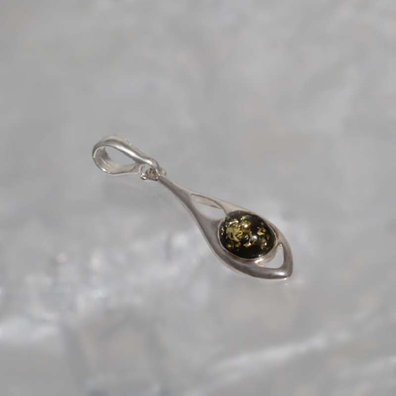 SILVER PENDANT WITH AMBER_KZSB-016