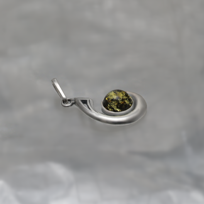 PENDENTIF EN ARGENT AVEC AMBER_KZSB-020