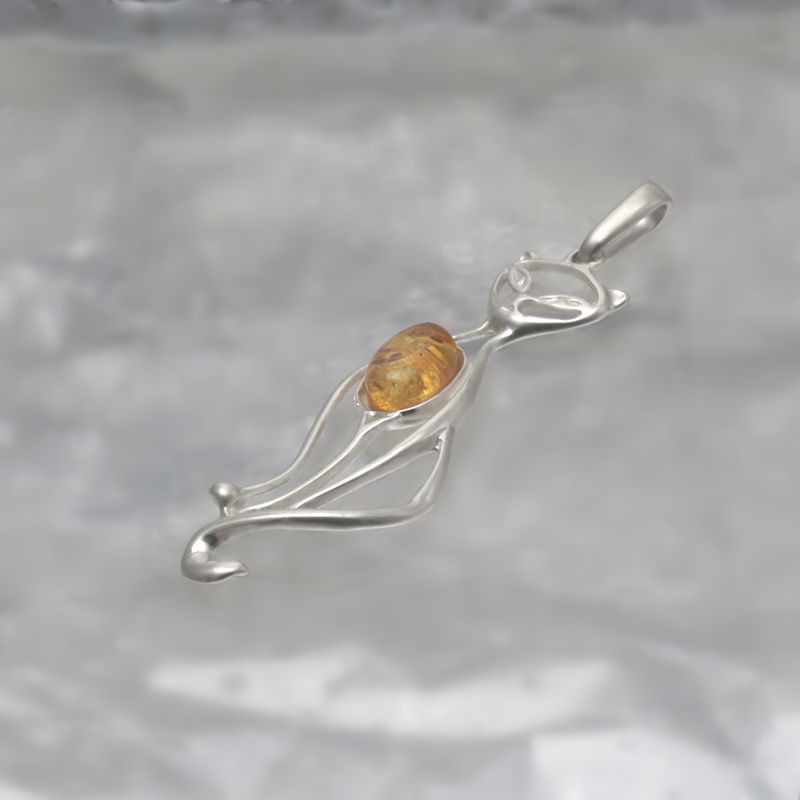 SILVER PENDANT WITH AMBER_KZSB-022