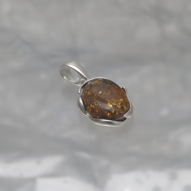 SILVER PENDANT WITH AMBER_KZSB-032