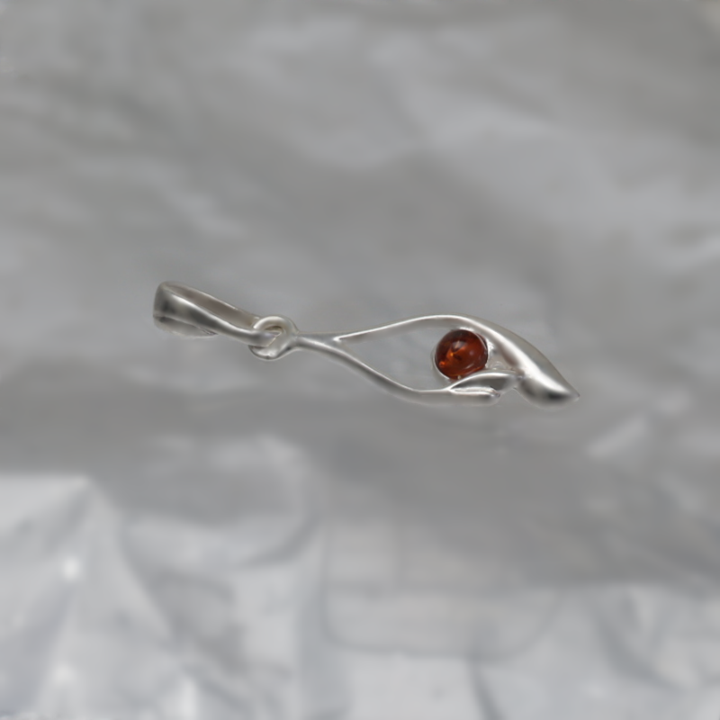 SILVER PENDANT WITH AMBER_KZSB-035