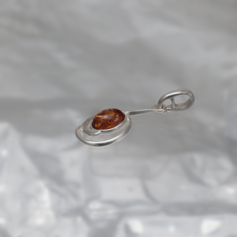 SILVER PENDANT WITH AMBER_KZSB-036