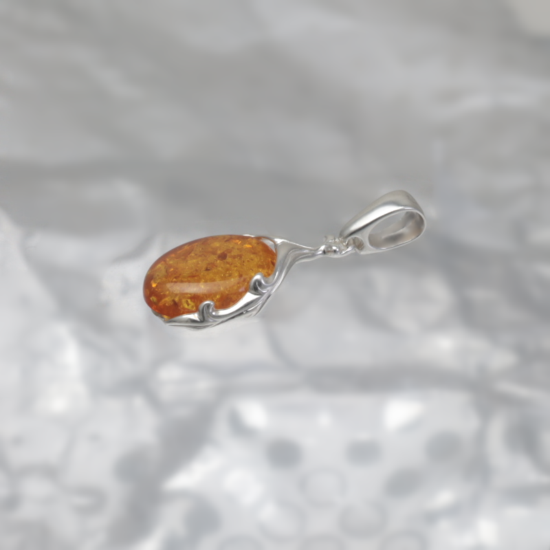 SILVER PENDANT WITH AMBER_KZSB-038