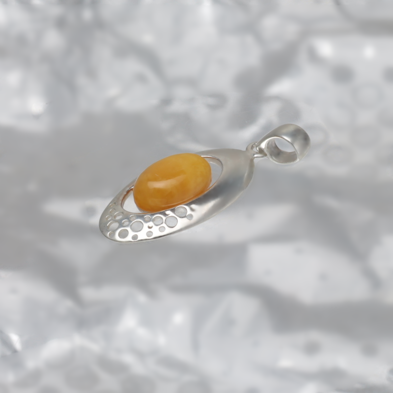 SILVER PENDANT WITH AMBER_KZSB-041