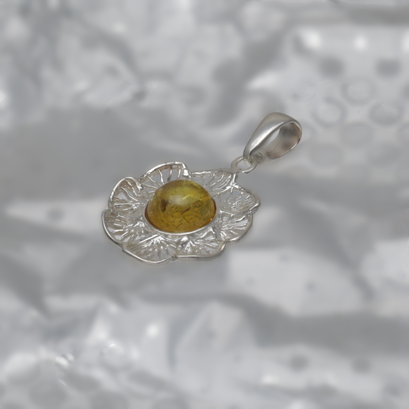 PENDENTIF EN ARGENT AVEC AMBER_KZSB-049