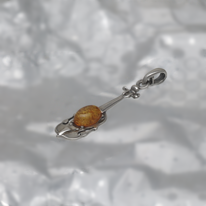 SILVER PENDANT WITH AMBER_KZSB-056