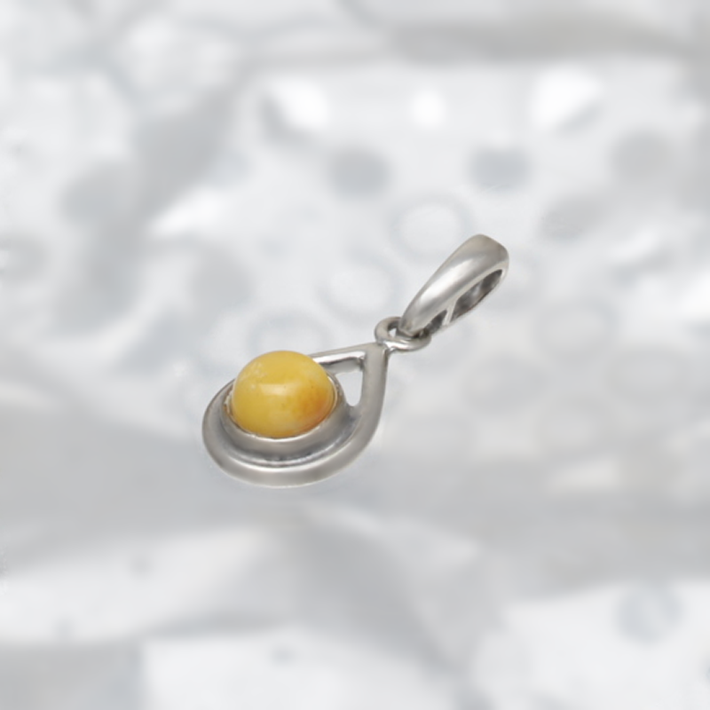 SILVER PENDANT WITH AMBER_KZSB-081