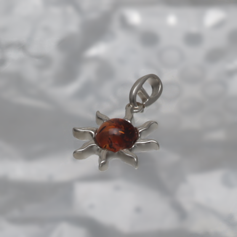 SILVER PENDANT WITH AMBER_KZSB-080