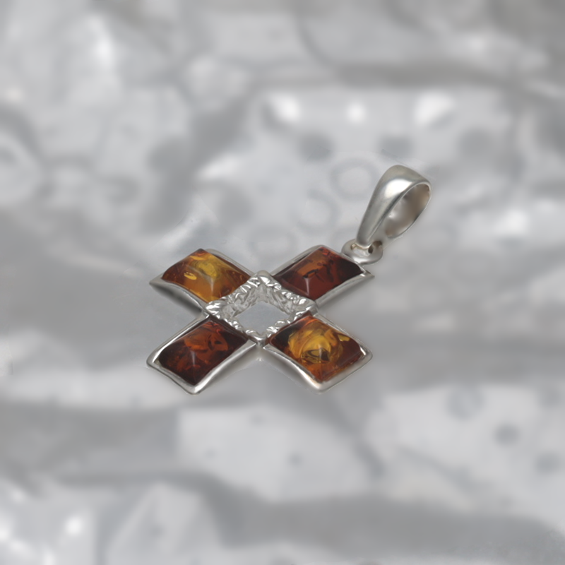 SILVER PENDANT WITH AMBER_KZSB-077