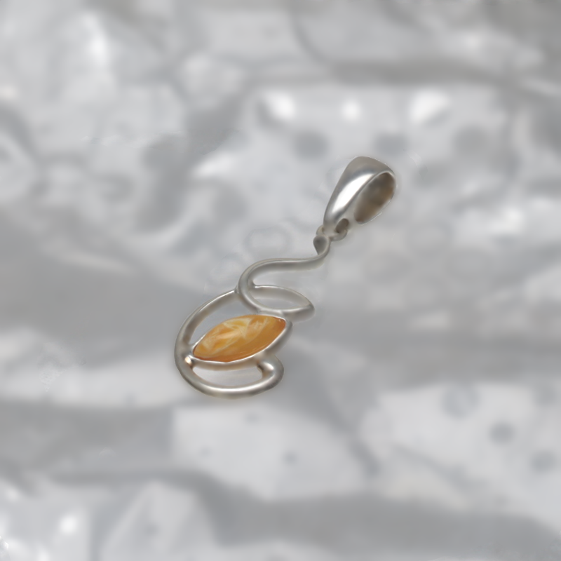 PENDENTIF EN ARGENT AVEC AMBER_KZSB-074