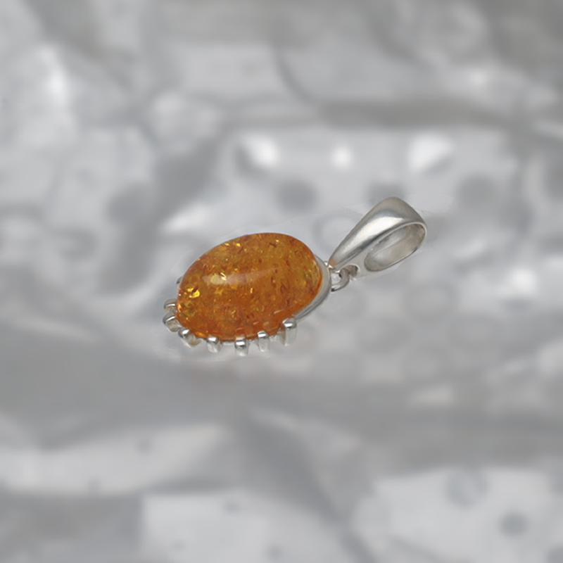 SILVER PENDANT WITH AMBER_KZSB-066