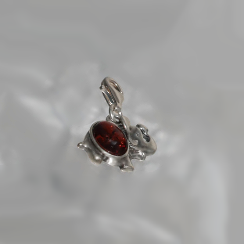 SILVER PENDANT WITH AMBER FOR BRACELET_KZBB-011