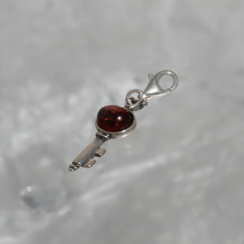 PENDENTIF EN ARGENT AVEC AMBRE POUR BRACELET_KZBB-007