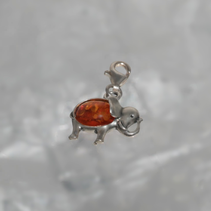 SILVER PENDANT WITH AMBER FOR BRACELET_KZBB-004