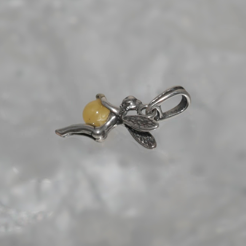 SILVER PENDANT WITH AMBER FOR BRACELET_KZBB-002