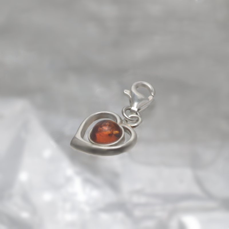 PENDENTIF EN ARGENT AVEC AMBRE POUR BRACELET_KZBB-001