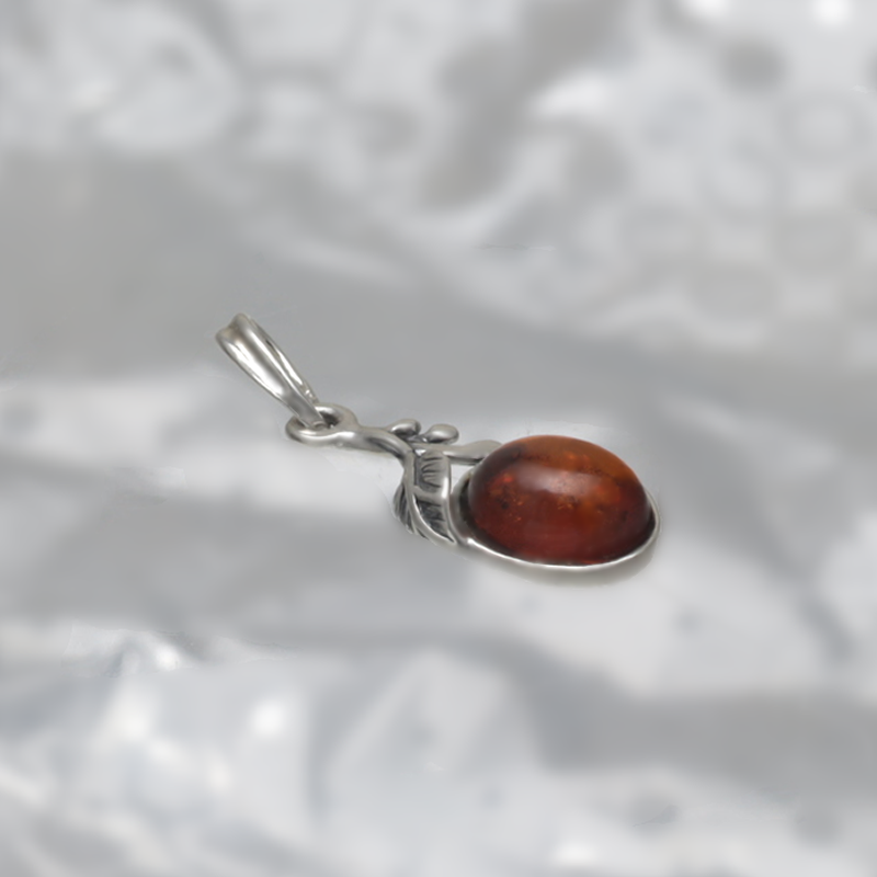 SILVER PENDANT WITH AMBER_KZSB-112