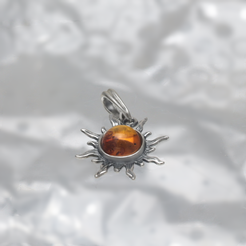 SILVER PENDANT WITH AMBER_KZSB-111