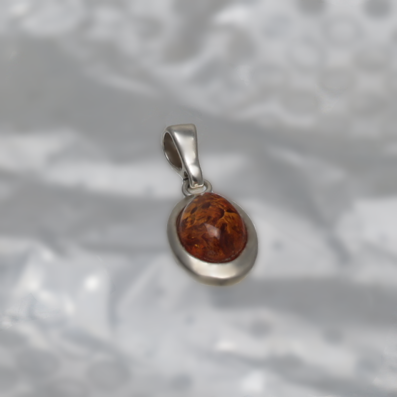 SILVER PENDANT WITH AMBER_KZSB-101