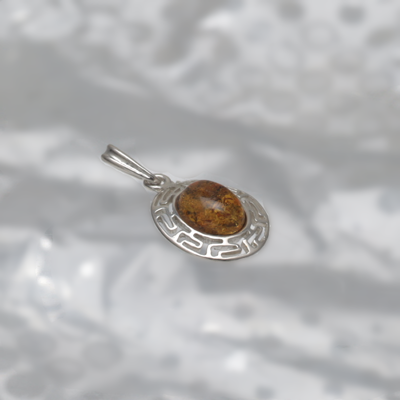 SILVER PENDANT WITH AMBER_KZSB-100