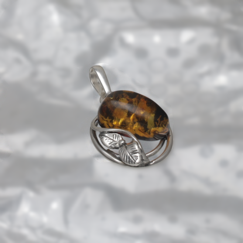 SILVER PENDANT WITH AMBER_KZSB-093