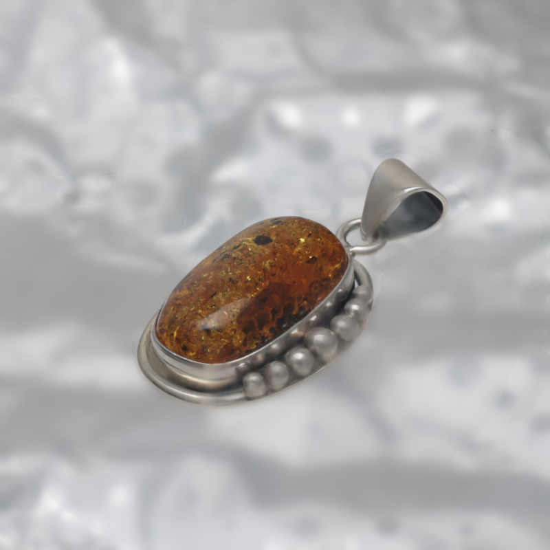 PENDENTIF EN ARGENT AVEC AMBER_KZSB-092