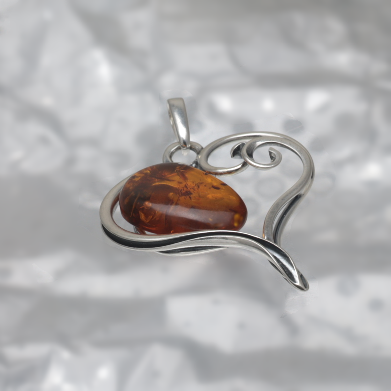 PENDENTIF EN ARGENT AVEC AMBER_KZSB-090