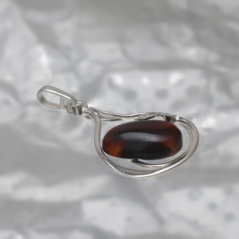 SILVER PENDANT WITH AMBER_KZSB-086