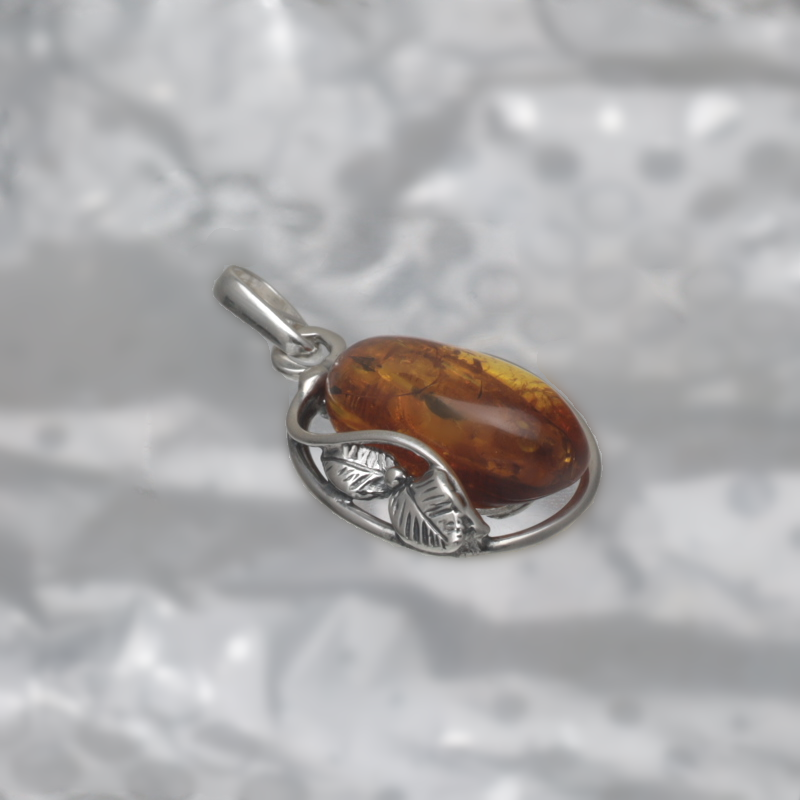 SILVER PENDANT WITH AMBER_KZSB-084