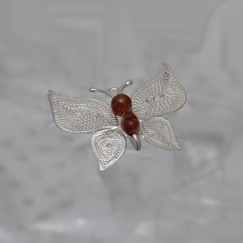 SILVER BROOCH WITH AMBER_GBSB-004