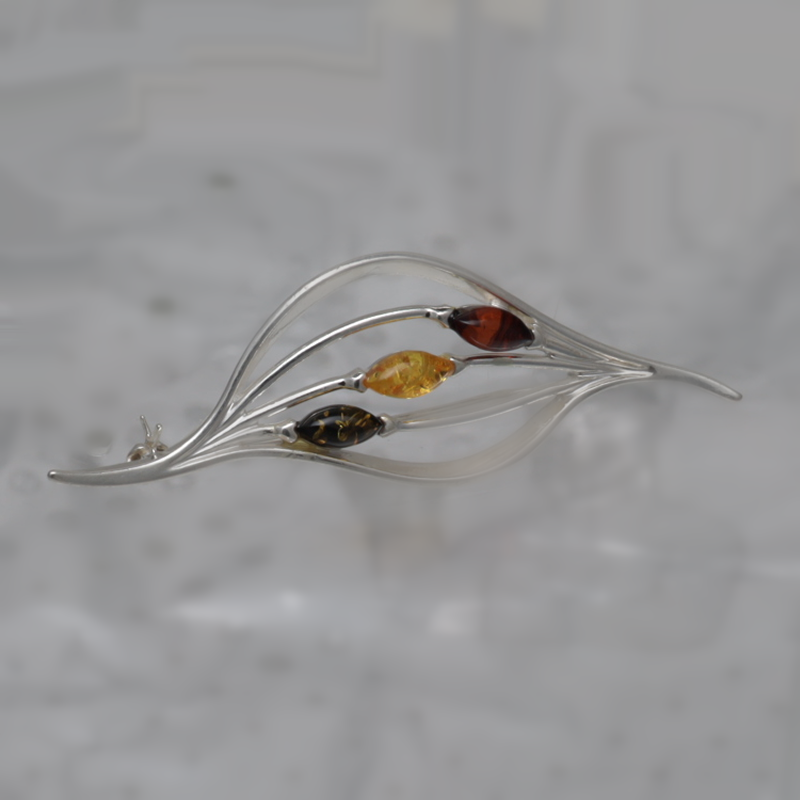 SILVER BROOCH WITH AMBER_GBSB-005