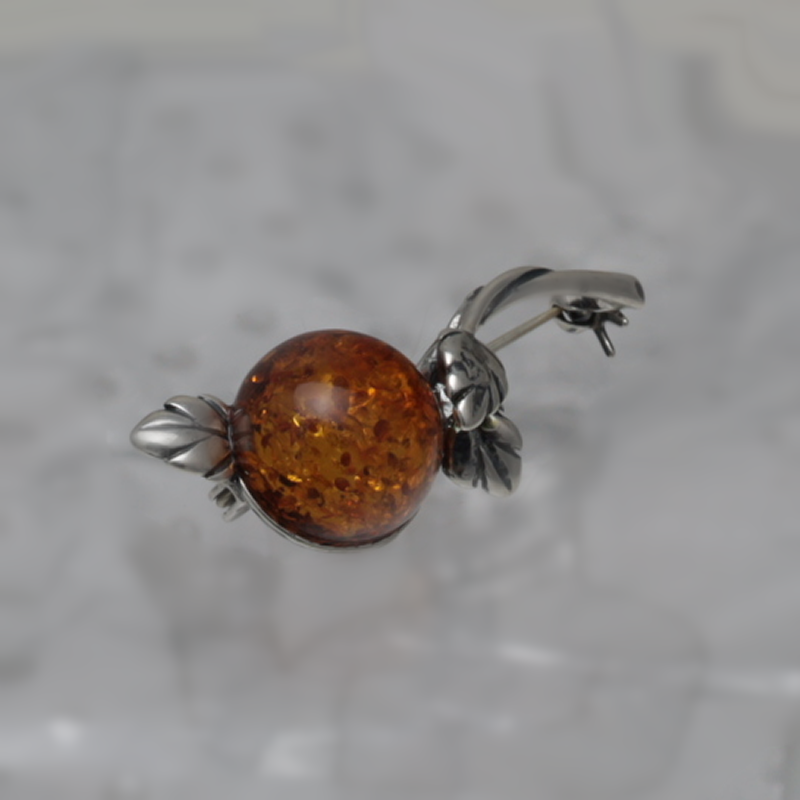 SILVER BROOCH WITH AMBER_GBSB-011