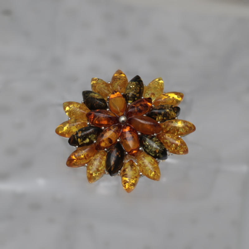 SILVER BROOCH WITH AMBER_GBSB-013