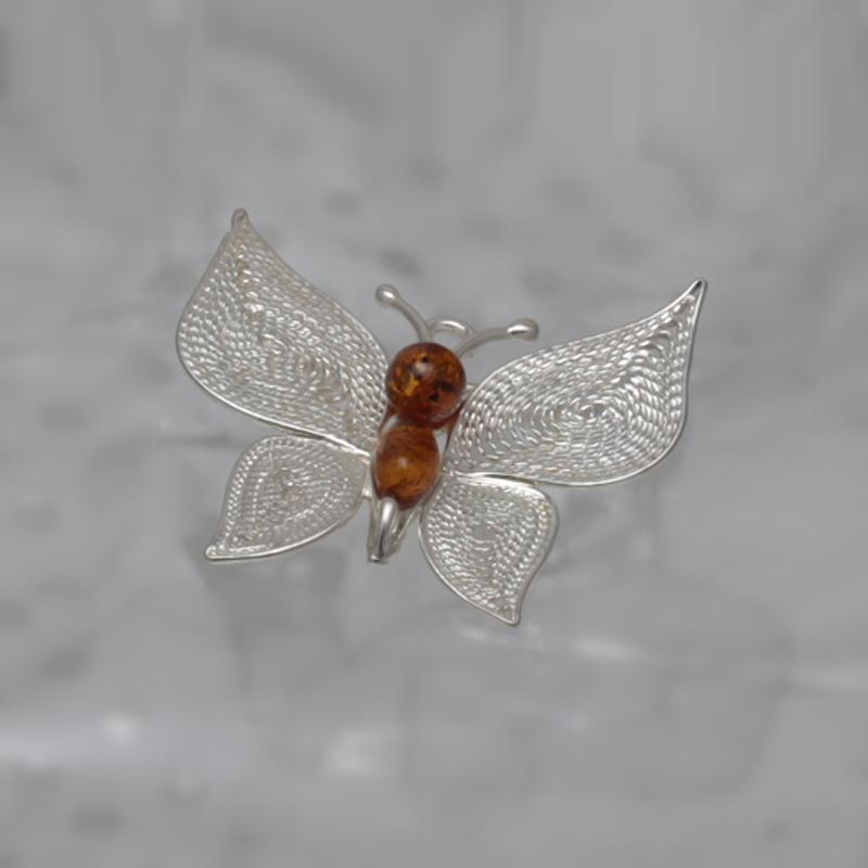 SILVER BROOCH WITH AMBER_GBSB-014