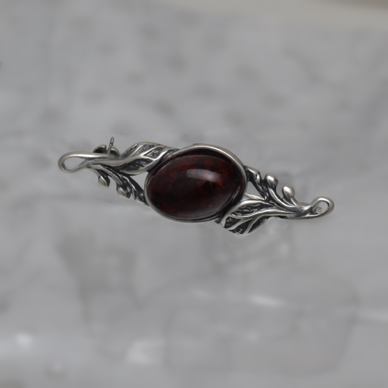 SILVER BROOCH WITH AMBER_GBSB-018