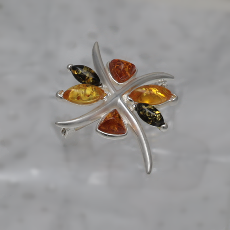 SILVER BROOCH WITH AMBER_GBSB-019