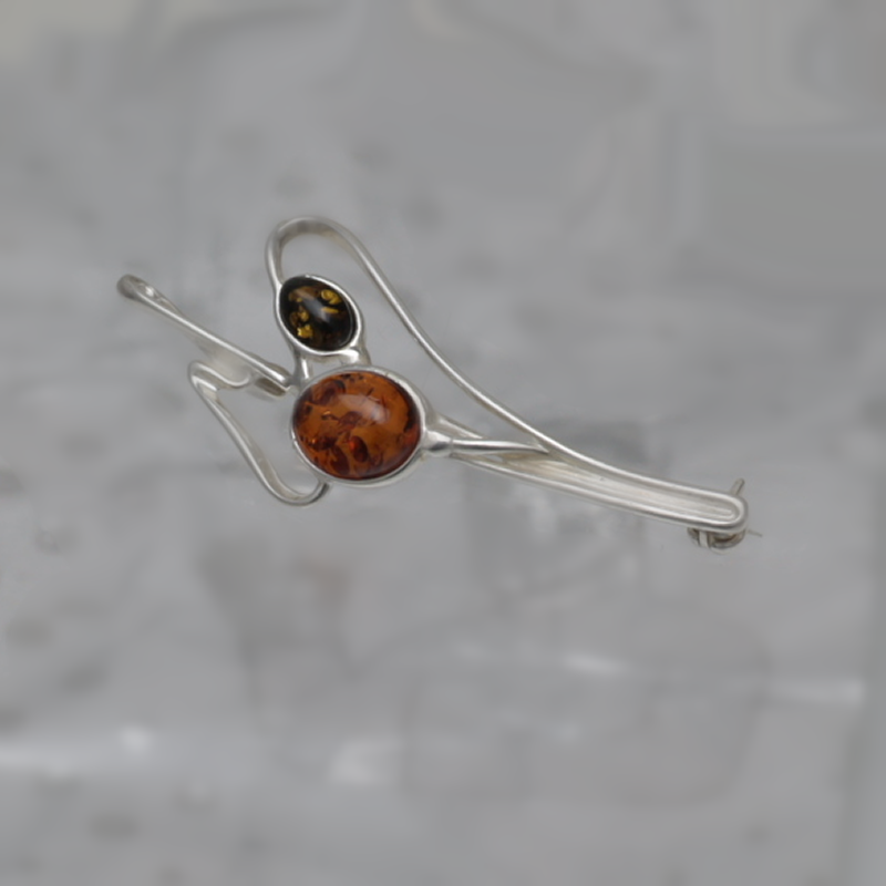 SILVER BROOCH WITH AMBER_GBSB-021