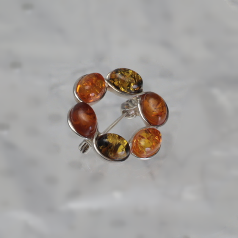 SILVER BROOCH WITH AMBER_GBSB-022