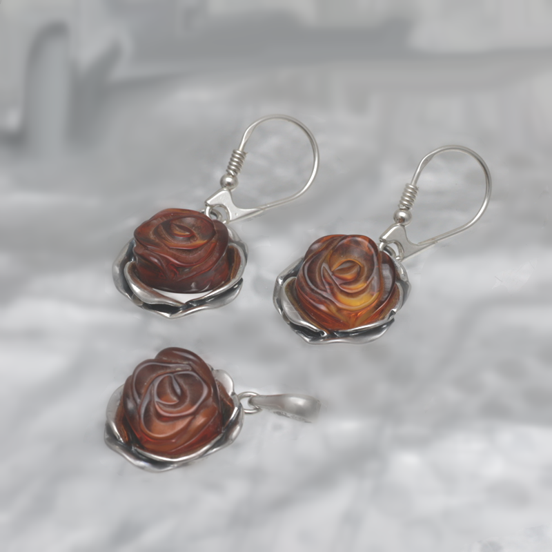 SILBER SET MIT AMBER_GKOM-001