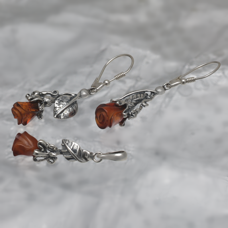 SILBER SET MIT AMBER_GKOM-009