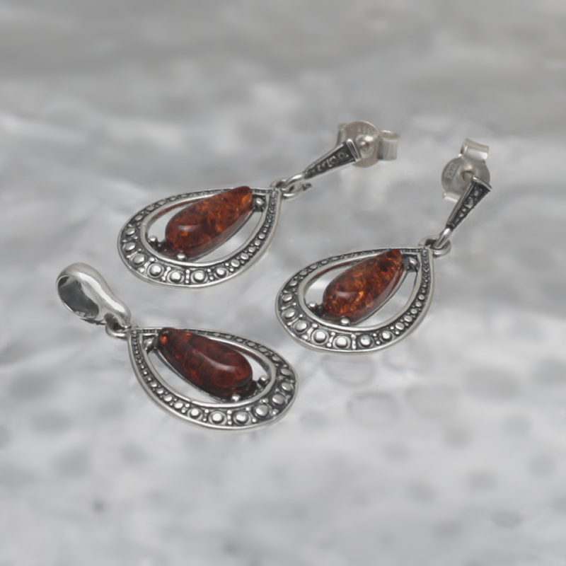 SILBER SET MIT AMBER_GKOM-011